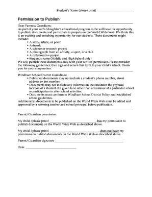 Permission to Publish Student Work