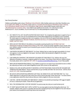 Free and Reduced Price School Meals Application