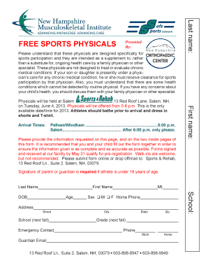 Sports Physical Form