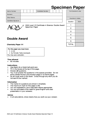 AQA Level 1/2 Certificate in Science Chemistry Exam