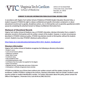 Consent to Disclose Educational Records