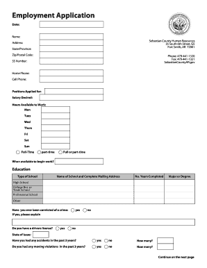 Sebastian County Employment Application