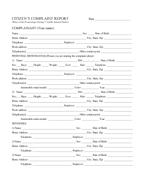 Citizen's Complaint Report