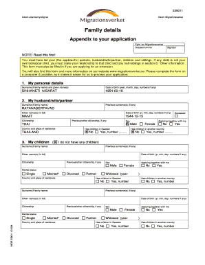 Family Details Appendix for Migration Application