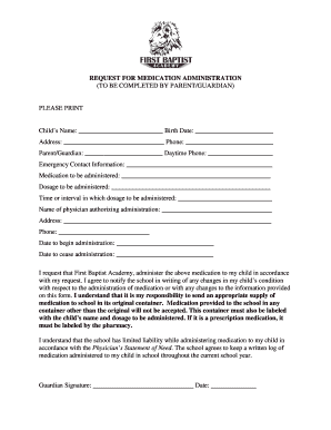 Request for Medication Administration