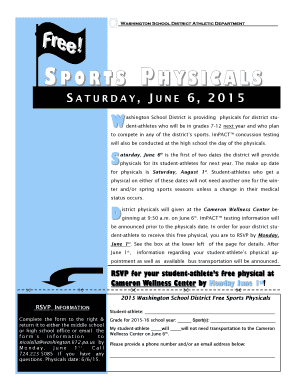 Washington School District Sports Physicals Form