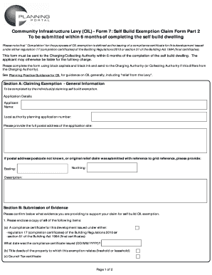 Community Infrastructure Levy Self Build Exemption Claim Form