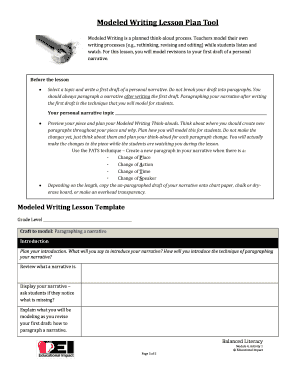 Modeled Writing Lesson Plan