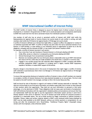 WWF Conflict of Interest Disclosure Form