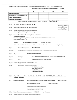 Faculty Declaration Form