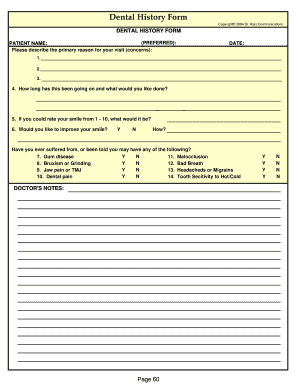 Dental History Form