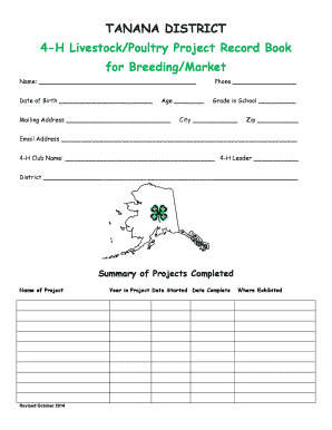 4-H Livestock Poultry Project Record Book