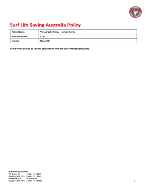 Surf Life Saving Australia Photography Policy