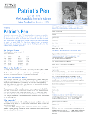 Patriot's Pen Essay Contest Entry Form