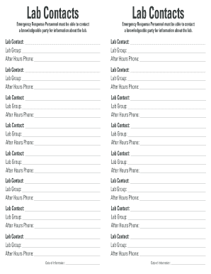 Lab Contacts Form