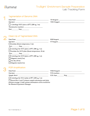 TruSight Enrichment Sample Preparation Lab Tracking Form