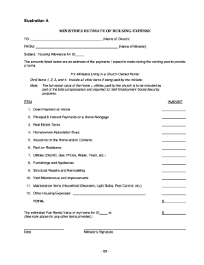 Minister's Housing Expense Estimate