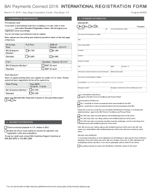 BAI Payments Connect 2016 Registration Form
