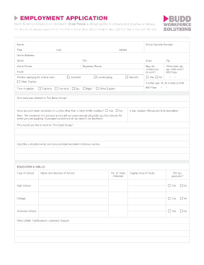 The Budd Group Employment Application Form