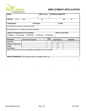 Employment Application Form