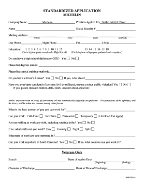 Michelin Public Safety Officer Application Form