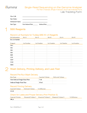 Single-Read Sequencing Lab Tracking Form