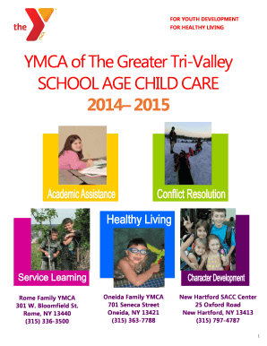 YMCA School Age Child Care Enrollment Form