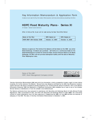 HDFC Fixed Maturity Plan Application Form