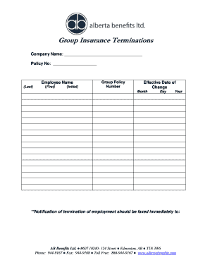 Group Insurance Termination Form