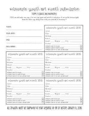 Wisconsin Youth Art Month Submission Form