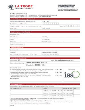 International Student Application for Admission to Coursework Programs