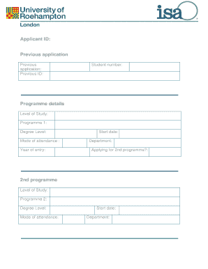 UK Postgraduate Degree Application Form