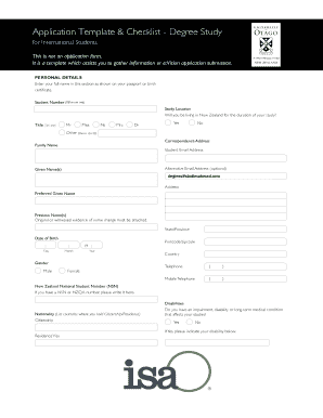 University Application Form for Australia and New Zealand