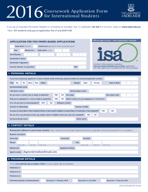 University Application Form for Australia and New Zealand