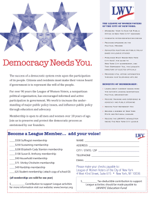 League of Women Voters Membership Application