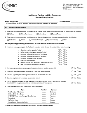 Healthcare Facility Liability Protection Renewal Application