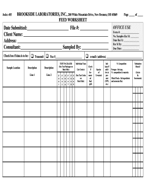 Brookside Laboratories Feed Worksheet