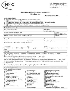 Ancillary Professional Liability Application