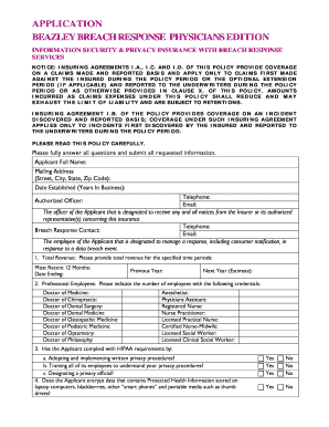 Beazley Breach Response Physicians Edition Application