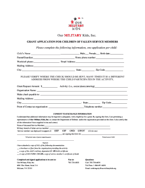Grant Application for Children of Fallen Service Members
