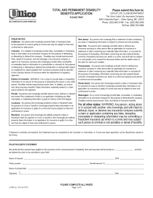 Total and Permanent Disability Claim Form