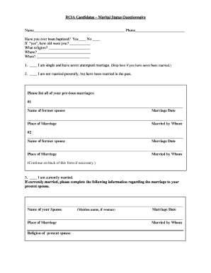 RCIA Marital Status Questionnaire