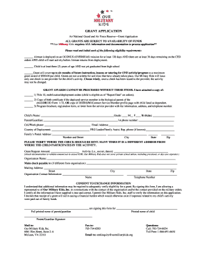 Our Military Kids Grant Application