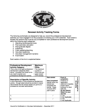 CVA Professional Development Renewal Form