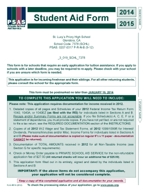 Student Aid Form