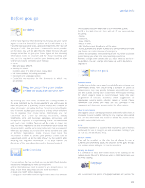Costa Cruise Web Check-In Form