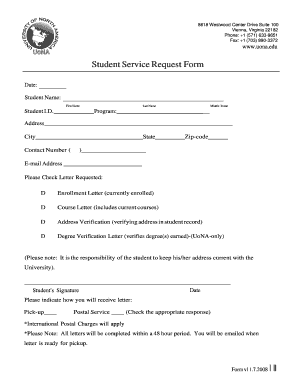 Student Service Request Form