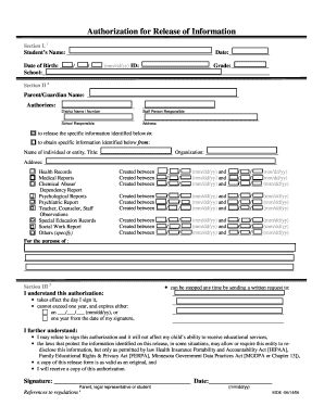 Authorization for Release of Student Information