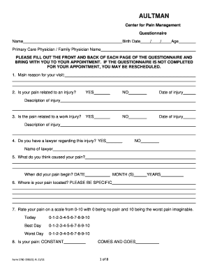 Pain Management Questionnaire