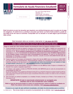 Formulario de Ayuda Financiera Estudiantil 2016-2017